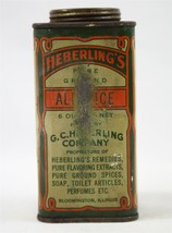 VINTAGE Antique GCH Heberling&#39;s Allspice Bloomington IL Tin Can - $49.49