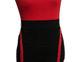 Noir avec Rouge Accent Bandage Style Mini Robe Moulante Taille S - £12.53 GBP