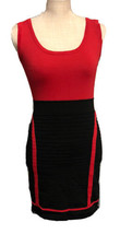 Noir avec Rouge Accent Bandage Style Mini Robe Moulante Taille S - £12.61 GBP
