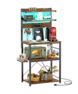 Bakers Rack with Power Outlet, Microwave Stand, 5 Tiers Coffee Bar Stati... - $404.99