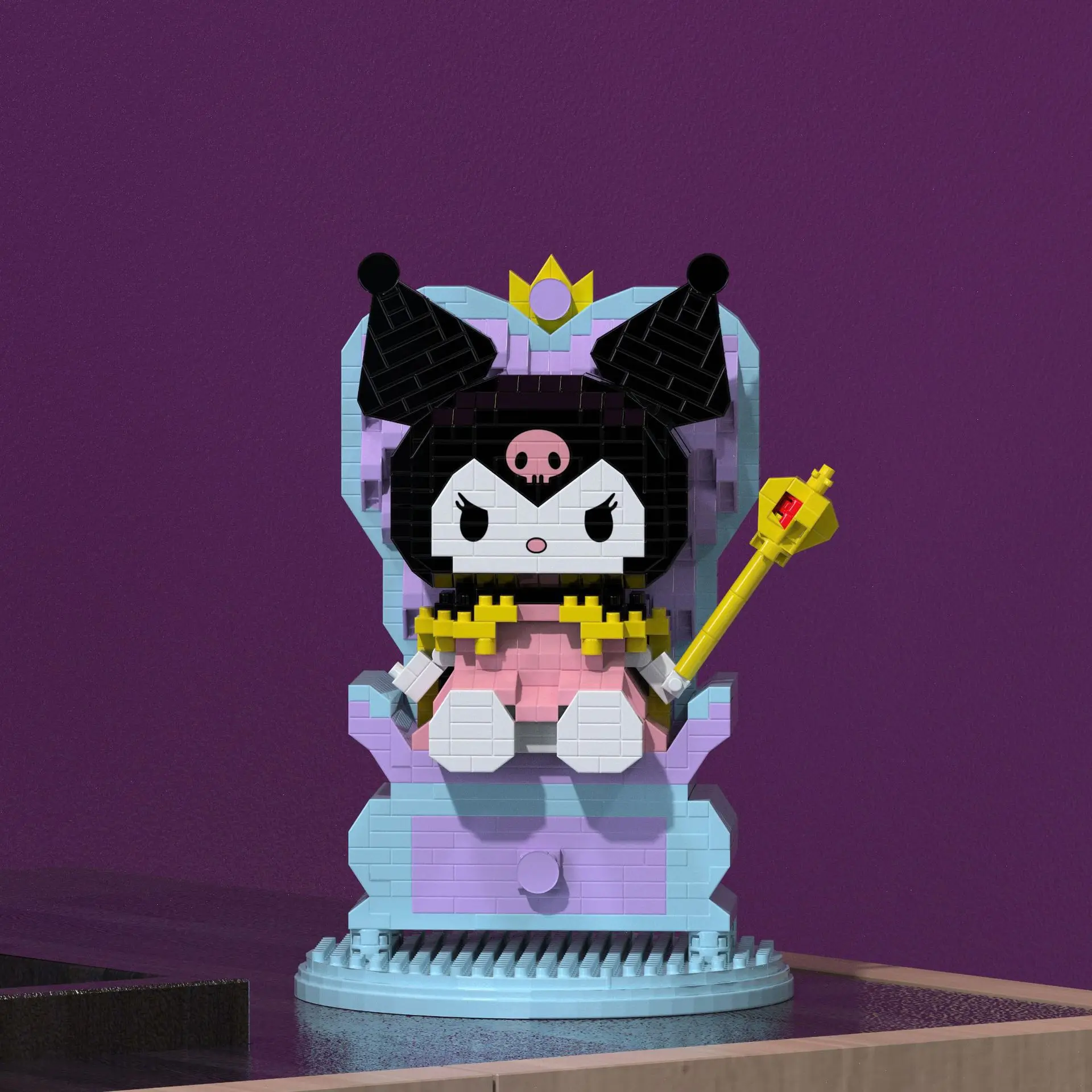 Kawaii Devil Kuromi Micro Building Blocks Sanrio Throne Queen Kuro Assembled - £19.10 GBP+