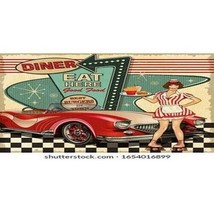 AMERICAN FLYER DINER EAT HERE ADHESIVE WHISTLE BILLBOARD STICKER for 577... - $11.99