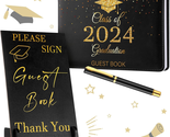 Class of 2024 Leather Graduation Guest Book with Wood Table Sign and Sig... - $32.36