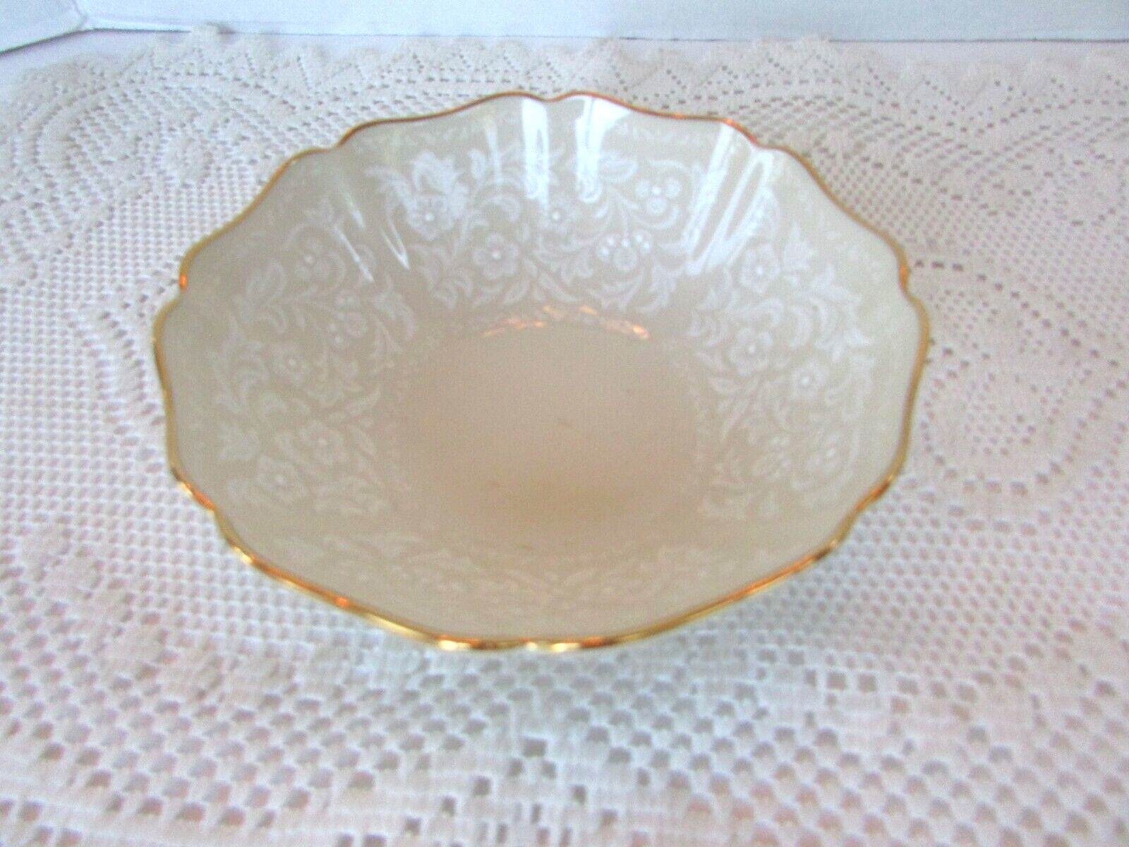 Primary image for Lenox Special 5-5/8" Round Bowl Scallop Rim White Embossed on Ivory Made in USA