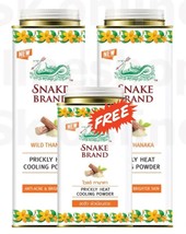 Snake Brand Prickly Heat Cooling Powder Wild Thanaka 2 x 280g + 140 g for FREE - £18.01 GBP