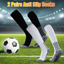 2 Pairs Long Sport Socks Anti Slip W/Grip Soccer Men Women Football Bask... - £22.37 GBP