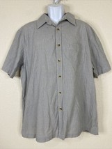 Dockers Men Size XL Beige Micro Plaid Button Up Shirt Short Sleeve Pocket - £5.81 GBP