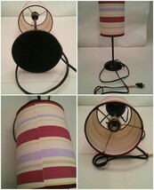 Cute Small Table Desk Lamp Stripe Shade 17.5 Inches Tall - $26.99