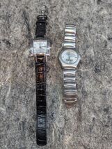 2 x Kenneth Cole New York Wristwatch Black Band Rectangular Silver Tone ... - $18.99
