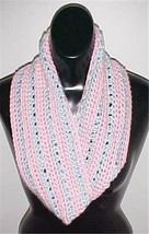 Hand Crochet Pink/Blue Loop Infinity Circle Scarf/Neckwarmer New - £7.50 GBP