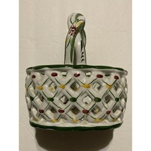 Vintage Hand Painted Ceramic Basket, Portugal  - £15.27 GBP