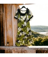 Royal Hawaiian Creations Women&#39;s Medium Green White Floral Maxi Dress SS... - £37.87 GBP