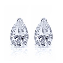 4CT Pera Imitación 1 Diamante Tuerca Pendientes 14K Chapado en Oro Blanco Plata - £112.93 GBP