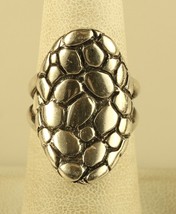Vintage Sterling Silver Signed 925 Snake Skin Textured Chunky Oval Concave Ring - £35.04 GBP