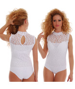 TIARA GALIANO Women Cotton Bodysuit Sleeveless Turtle Mock neck Bikini 1... - £23.48 GBP