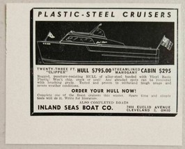 1950 Print Ad Inland Seas Plastic-Steel Cruisers 23&#39; Clipper Cleveland,OH - $9.25