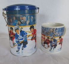 Tim Hortons Limited Edition 16oz Coffee Mug Matching Tin Winning Goal Hockey 002 - £17.53 GBP