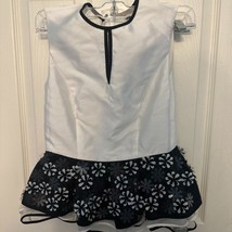 AIVEI Peplum Top Size 4 | Black &amp; White Floral Detail | Elegant &amp; Feminine - $9.50