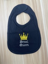 Drool Queen Cute funny embroidered cotton baby bib - £4.78 GBP