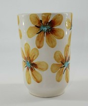 Vintage Vase Pot Pottery Hand Painted Planter Flowers Sunflowers - £7.85 GBP