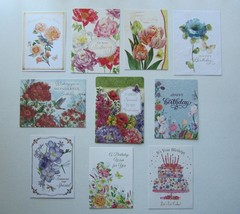 Happy Birthday Floral Assorted Greeting Cards With Envelopes Lot of 10 Set 17 - £9.59 GBP