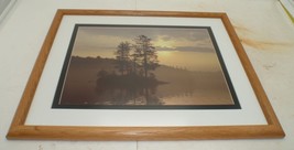 Very Nice Wood Frame w Matte Golden View Print 21½&quot; x 17½&quot; - £9.58 GBP
