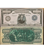 Reproduction Copy 1918 $10,000 Federal Reserve Note Currency US See Desc... - £3.12 GBP