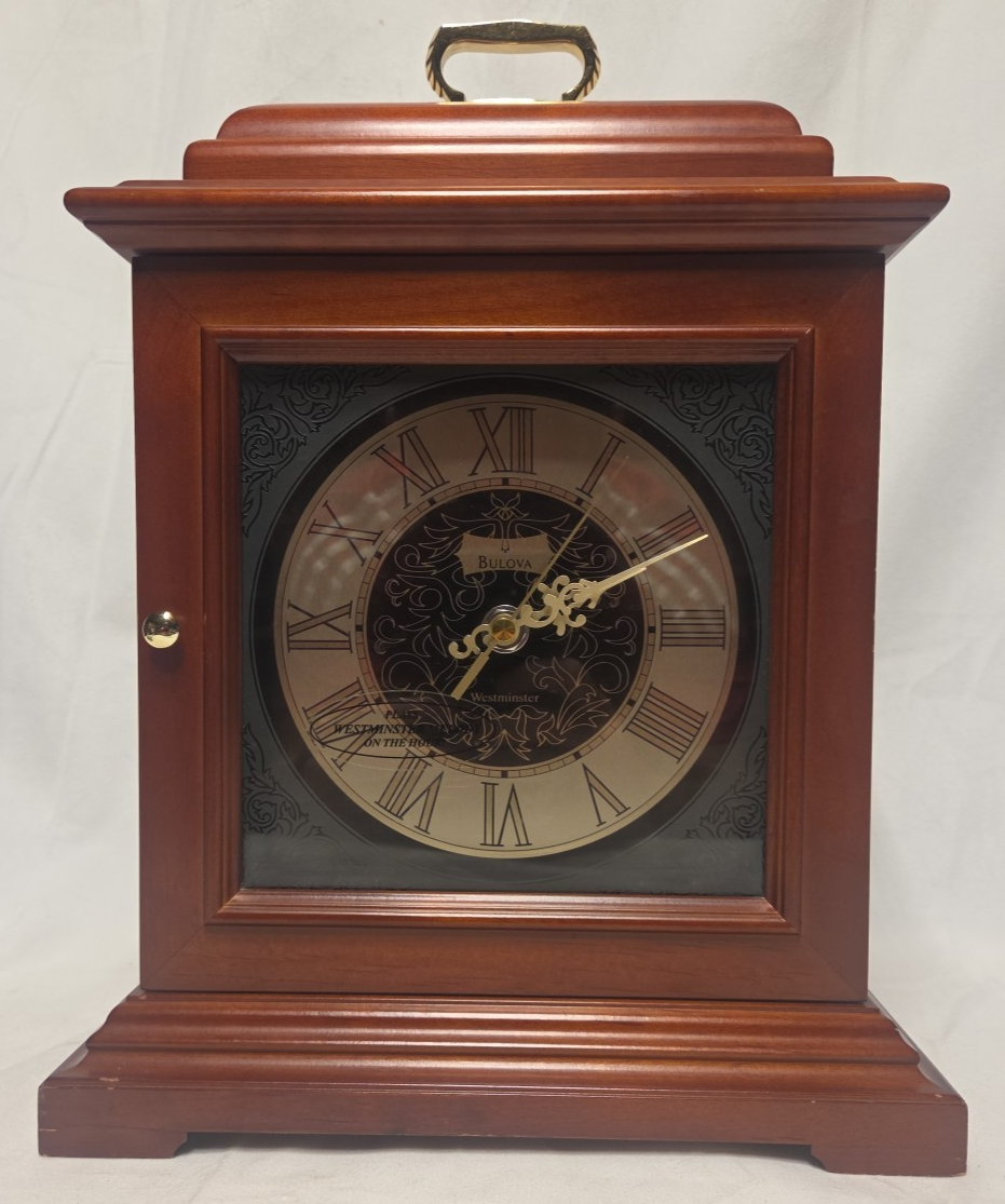 Bulova Symphony Mantel Clock Solid Wood Walnut B1873 - $69.29