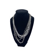 AEO Silver and Black Multi strand Necklace Beads Chain Rhinestones - £12.04 GBP