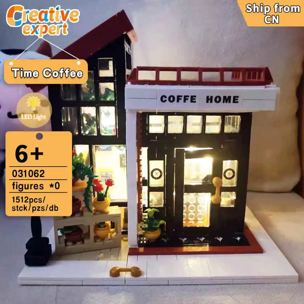 Tive expert moc time coffee home corner cafe shop street view brick modular house model thumb200