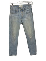 Madewell High Rise Skinny Ankle Button Fly Distressed Jeans 25P Blue Sto... - £15.56 GBP