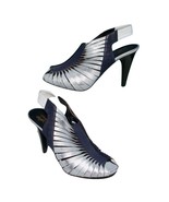 Donald Pliner Twisted Metallic Leather Elastic Slingback Shoe Peep Toe $... - $154.00