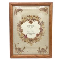 FRIENDLY THOUGHTS poem - vintage pressed dried flower framed picture 10&quot; x 13&quot; - $28.00