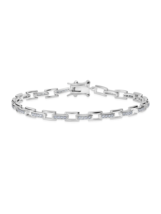 Authentic Crislu Pave Rectangle Link Bracelet in Platinum - £158.69 GBP
