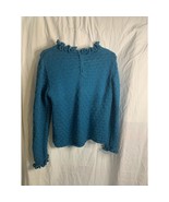 Vintage Teal Knitted Frilly Sweater 1960’s MEDIUM - £10.97 GBP