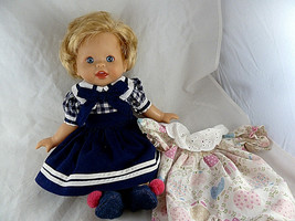 Little Mommy talking doll Girl 2006 Mattel dress &amp; Romper shoes Blonde Blue 14&quot; - £17.52 GBP