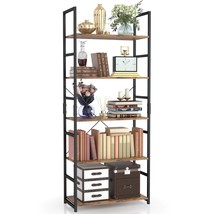 5 Tier Bookshelf, Tall Bookcase Shelf Storage Organizer, Modern Book She... - $118.99