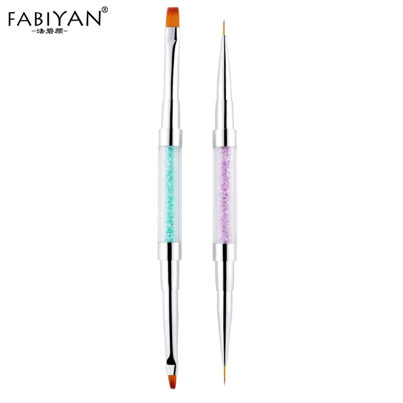 Double Head Rhinestone Handle Nail Art French liner Painting Brush Tool ... - £9.87 GBP