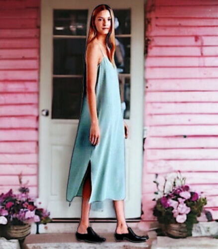 $248 Eileen Fisher Cami Midi Dress Petite Medium P10 P12 Spaghetti S Cre... - £133.50 GBP