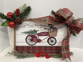 Merry Christmas Dont Stop Believing plaid Sign door wall wood Handmade 16x11 New - £14.32 GBP