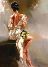 Modern Art Woman In Backless Dress Canvas Art Print 11.8&quot; x 15.7&quot; Stunning! - £7.05 GBP