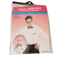 Pixel-8 Nerd Kit Bow Tie Glasses Pocket Protector Halloween Costume Acce... - £11.66 GBP