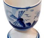Vintage Delft Blue Holland Farm Design Art Porcelain Egg Cup Trinket Col... - $10.84