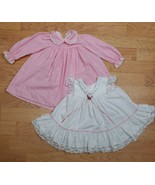 Bryan Pinafore Dress Girls Size 2T Pink Stripe 2pc Ruffled Lace Bows Rib... - $74.09 CAD