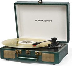 Green Vintage 3-Speed Bluetooth Portable Usb Suitcase Record Player With - £73.07 GBP