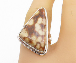 925 Sterling Silver - Brown Spotted Jasper Cocktail Ring Sz 7.5 - RG8486 - £27.81 GBP