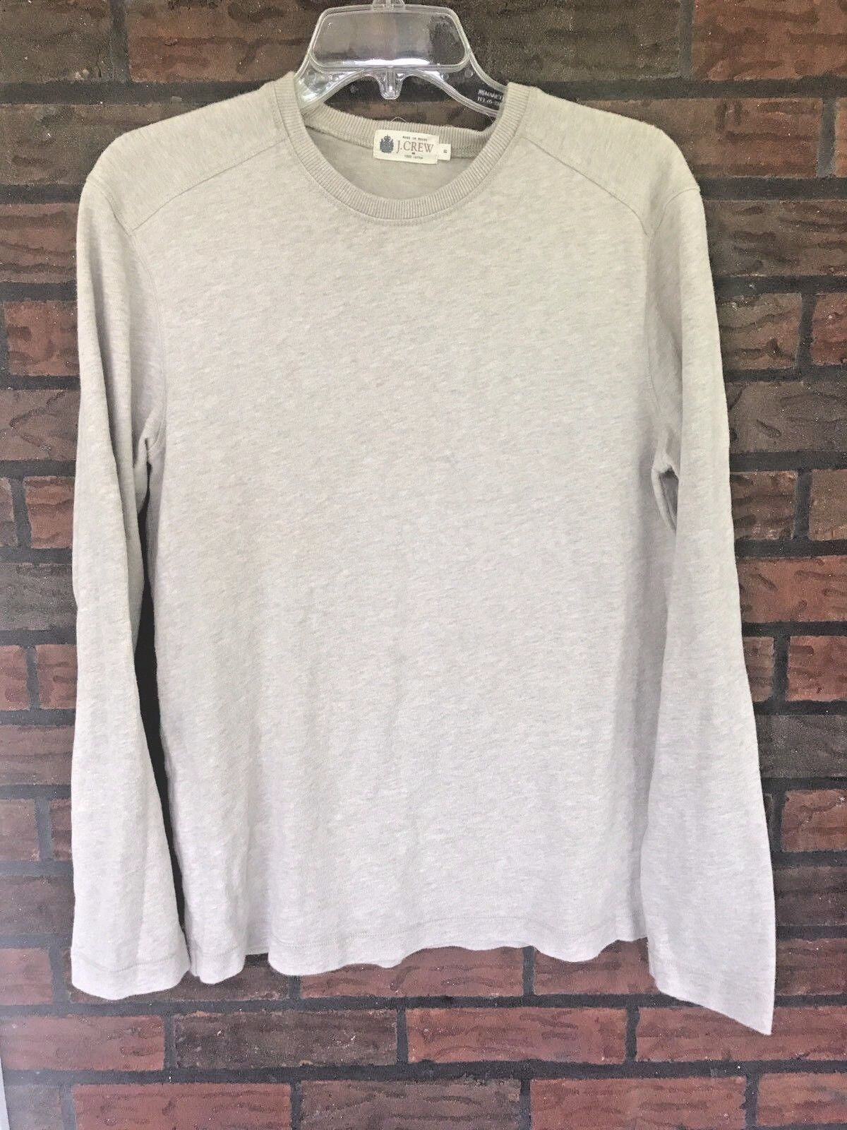 J Crew 100% Cotton Long Sleeve Beige Shirt Size Small Crew Neck Top Soft Layer - £2.23 GBP
