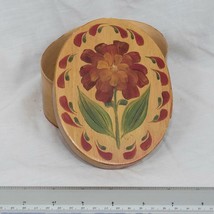 Vintage Thin Wood Oval Handpainted Trinket Gift Box mjb - £12.73 GBP
