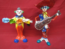 Vintage Pair Paper Mache Hand Painted Circus Clowns Made In Mexico - £23.72 GBP