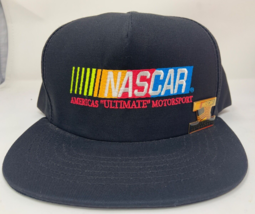 Nwt Vintage Nascar Hat - All Black Nascar Logo Corporate Image Rainbow With Pin - £51.06 GBP